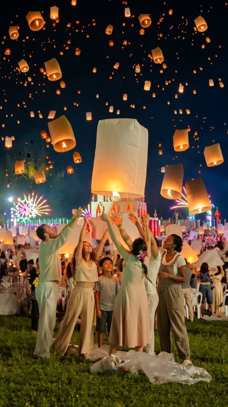 Mass sky lantern release